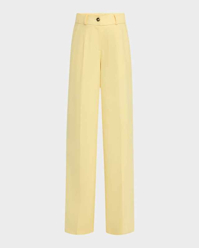 Pinstripe Wide Leg Wool Pants
